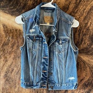 Hollister Distressed Blue Denim Vest
